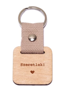 Szeretlek! fa kulcstartó