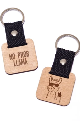 No prob llama fa kulcstartó