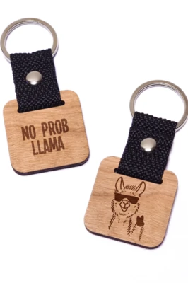 No prob llama fa kulcstartó