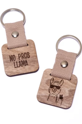 No prob llama fa kulcstartó