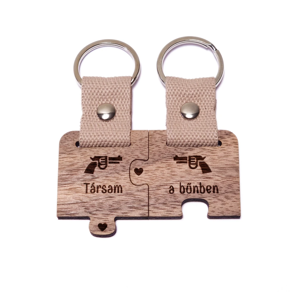 Társam a bűnben puzzle páros fa kulcstartó Társam a bűnben puzzle páros fa kulcstartó