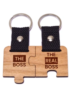 The Boss & The Real Boss puzzle páros fa kulcstartó