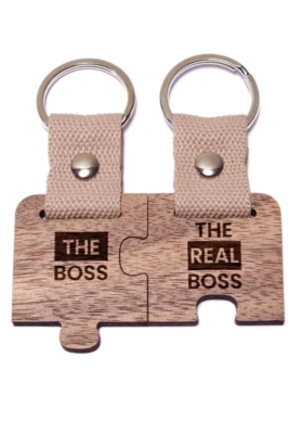 The Boss & The Real Boss puzzle páros fa kulcstartó