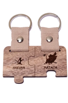 Hakuna Matata puzzle páros fa kulcstartó