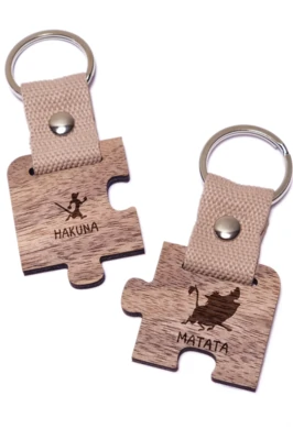 Hakuna Matata puzzle páros fa kulcstartó